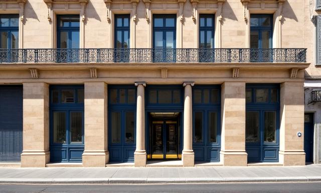 Fachada clásica de oficina legal en el centro de Madrid